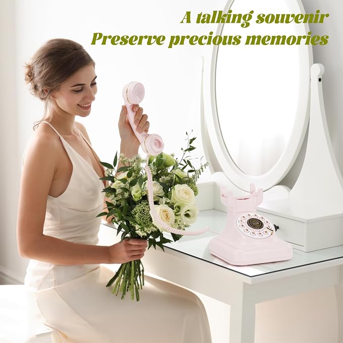 Audio Guest Book Wedding Phone can Record Customized Audio Guest Books for Weddings, banquets and Parties, and it Supports Playing Guests' Voice Message Information on the Device Itself. Pink - Image 4