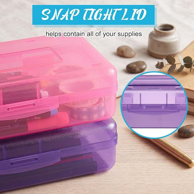 Fainne 12 Pcs Plastic Pencil Boxes Bulk,Clear Pencil Case,Dark Colors | Large Organizer for Crayons Markers, See-through Design, Multi-purpose School Supplies Storage, Secure Snap Lid Closure - Image 3
