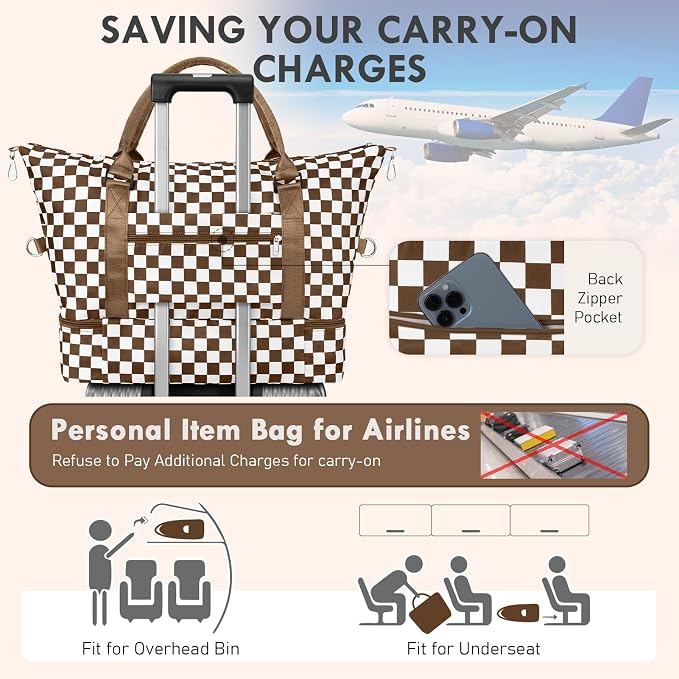 WOOMADA Weekender Overnight Bag for Women, Shoulder Travel Duffel with Shoes Compartment,Gym Bag with Toiletry Bag - Image 6