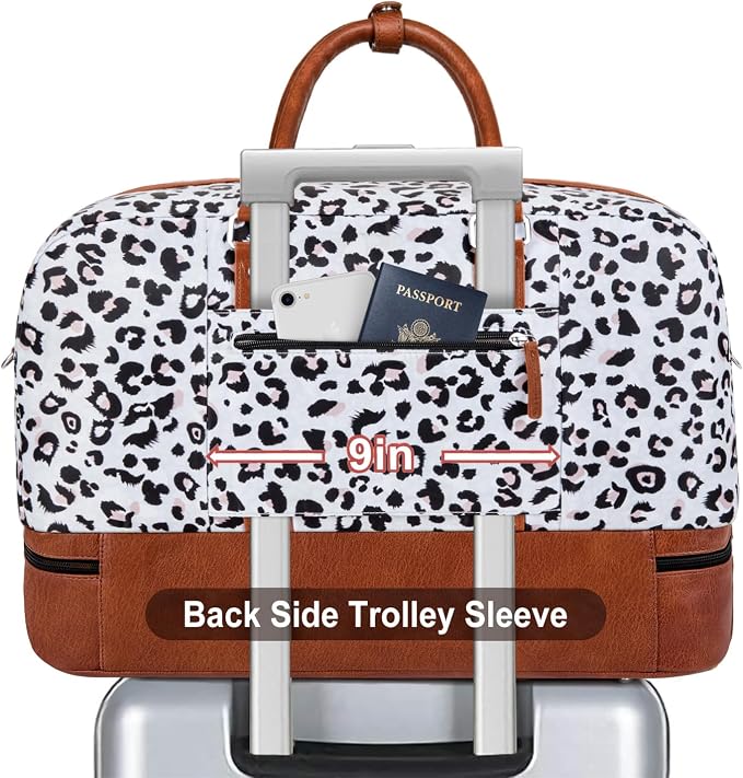 Weekender Bag for Women, Large Overnight Bag Canvas Travel Duffel Bag Carry On Tote with Shoe Compartment 21" 3Pcs Set - Image 3