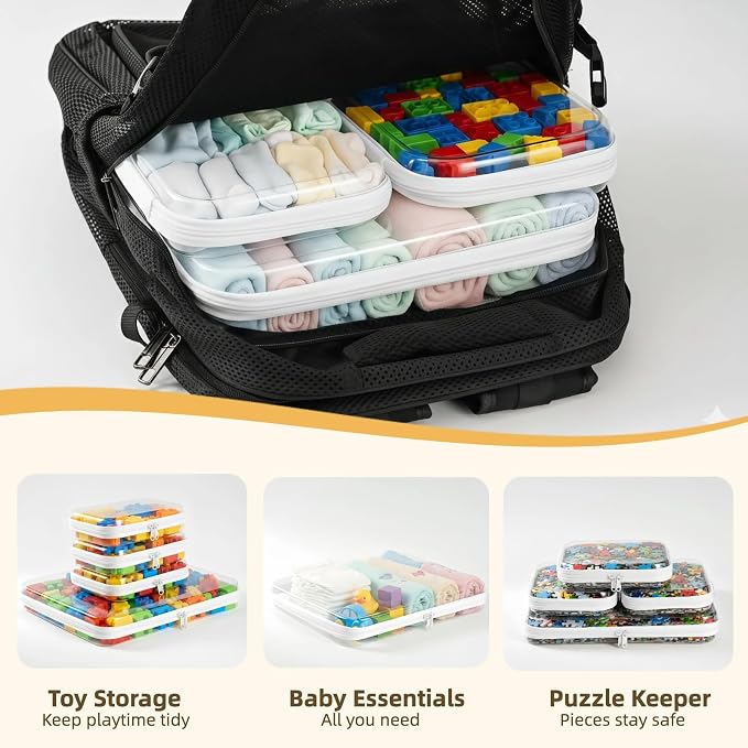 Clear Hard Shell Zipper Pouches, Clear Zipper Bags, Hard Case Pouches for Purse & Diaper Bag Organizer,and Travel Essentials (XXL+3M) - Image 3