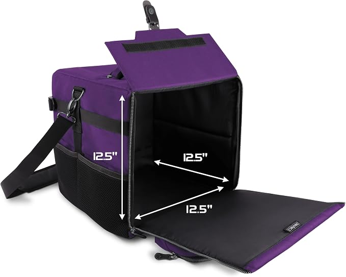 ENHANCE Board Game Shoulder Bag - Collector's Edition Board Game Storage with Shoulder Strap and Accessories Pockets for Dice, Cards, More - Reinforced Carrier Protects Tabletop Games (Dragon Purple) - Image 3