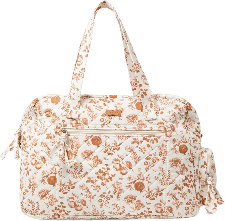 Staya Hospital Bag for Labor & Delivery - Quilted Weekender Bag for Women | Soft cotton quilted duffle, carry-on size, overnight & weekender bag, roomy with pockets, shoulder strap included by StayaBaby