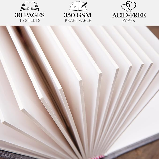 Pssoss 8x10 Photo Album with Writing Space, Linen Cover, 30 Photos, Black | High-GSM writable pages with easy slip-in pockets for weddings, baby photos, family memories, travel, and anniversaries. - Image 5