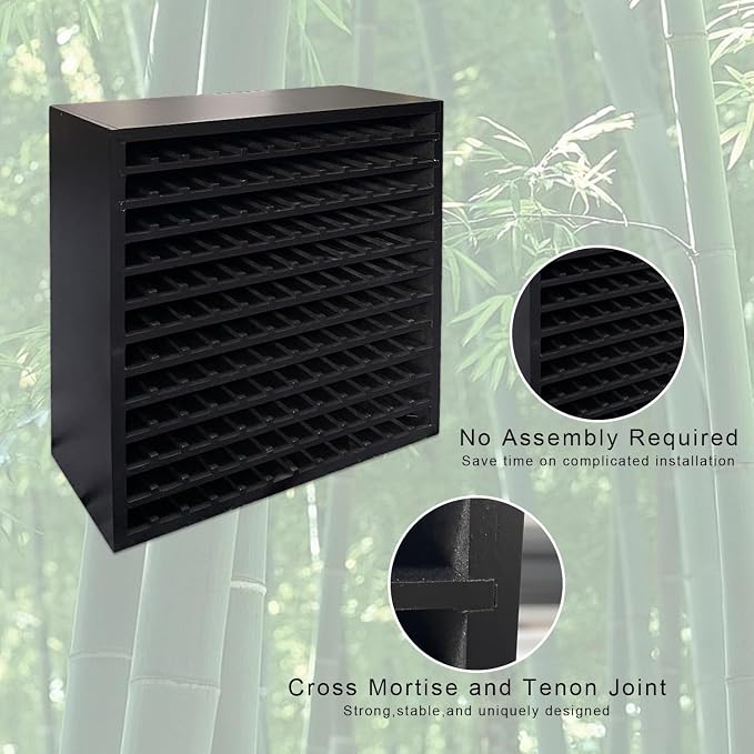 MinBoo Bamboo Marker Organizer Wooden Art Supply Storage Organizer Rack Art Markers Pens Colored Pencils Paint Brushes Stationary Organizer Holder (Black, Rack for 144 Markers) - Image 3