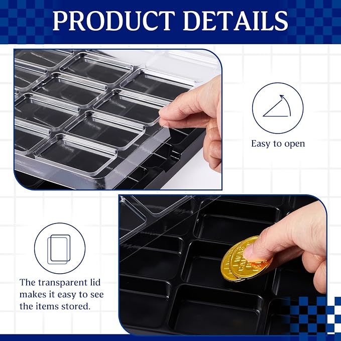 Novabright 10 Pack Game Piece Counter Trays with Clear Lids | Game Board Card Sorting Tray, Each Case Has 20 Compartments, Storage Organizer Box, Wargames Tcg Collection - Image 3