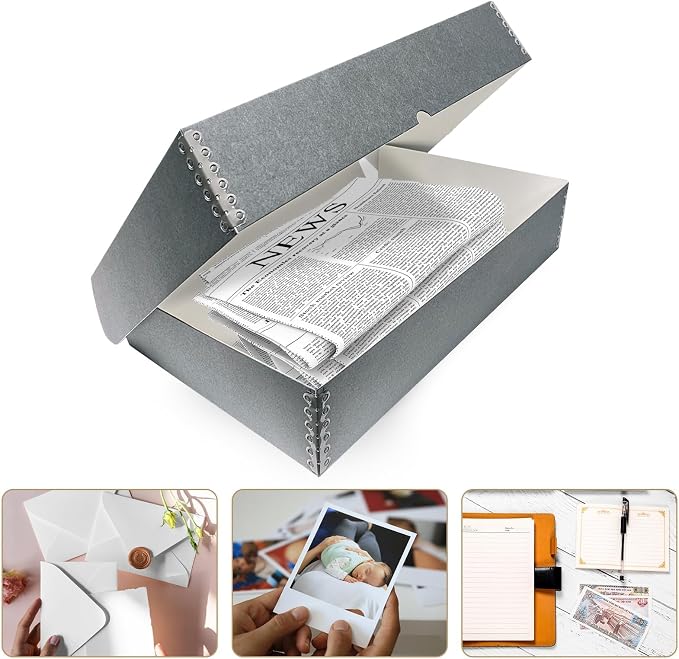 Lineco 10x15 Clamshell Archival Folio Storage Box, 3" Deep, Pack of 2 | Acid-Free with Metal Edge Preservation Box, Preserves Picture, Magazines, Organize Photos, Documents, Artwork, DIY - Image 2