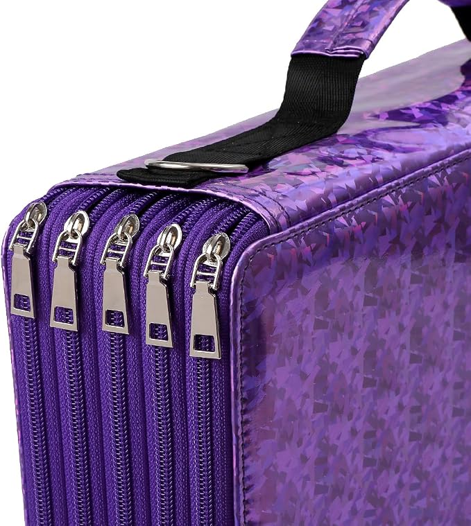 Large Capacity Colored Pencil Case - 500 Slots PU leather with Zipper Closure Portable Organizer for Watercolor Pencils Ideal for Artists（Purple） - Image 2