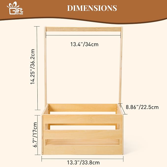 Wooden Baby Shower Crate Closet, Baby Storage Crate Hamper with Handle | Basket for Baby Shower Gifts, Welcome Gift Basket for Newborn Boys Girls, Pregnancy Gifts for New Parents - Image 3