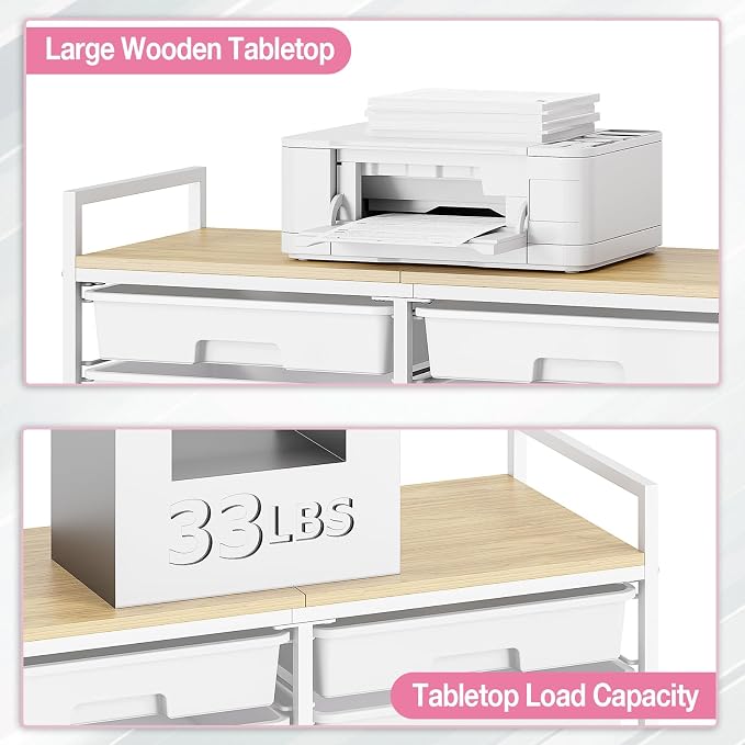 TOOLF 12 Drawers Rolling Storage Cart with Wooden Top for Classroom,Pink | Teacher Cart Craft Art Supply Organizer, Utility Cart with Lockable Wheels for Home Household Essentials, Office Organization - Image 6