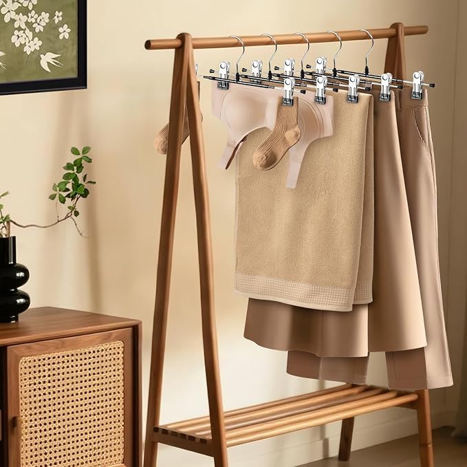 HUADYMEET 14 Inch Heavy Duty Pants Skirt Hangers with Clips,Black,50 Pack | Metal,Space Saving,Adjustable,Hanger for Jeans Shorts Clothes Slacks Trousers,For Adult Men Women Children, Non Slip - Image 6