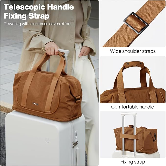mixi Travel Tote Bag for Women Large Expandable Travel Bag Waterproof Lightweight Carry On Personal Item Handbag - Image 7