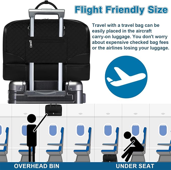 ITIEZY Weekender Bag for Women 21.5" Travel Duffel Large Carry On Bag 3PCS | Nylon Duffel Bag with Waterproof Shoe Compartment, Crossbody Bag and Toiletry Bag, Travel Weekend Hospital Overnight Gym Bag - Image 5