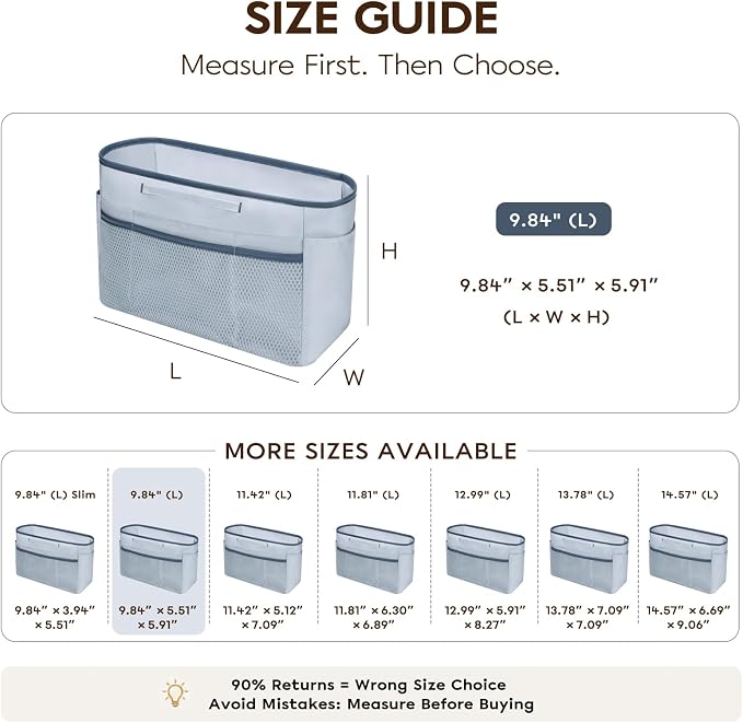 GIVLEFLY Purse Organizer Insert for Tote Bag, 9.84 Inch Satin Bag Organizer with Zipper Top, Multi Pocket Handbag Organizer - Image 4