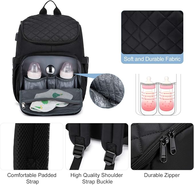 LOVEVOOK Diaper Bag Backpack Large Capacity Baby Bag with Portable Changing Pad, Multifunction Baby Travel Backpack - Image 6