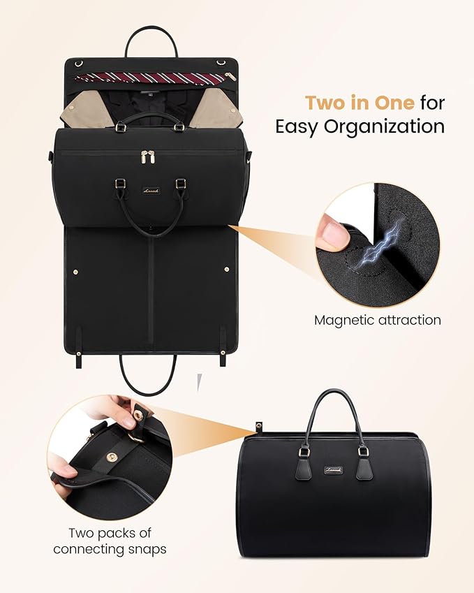 LOVEVOOK Garment Bags for Travel,3 in 1 Garment Duffle Bags with Shoe Pouch | Carry on Garment Bag,Hanging Suitcase,Suit,Dress,Business,Travel Bag,Weekender Bag - Image 3