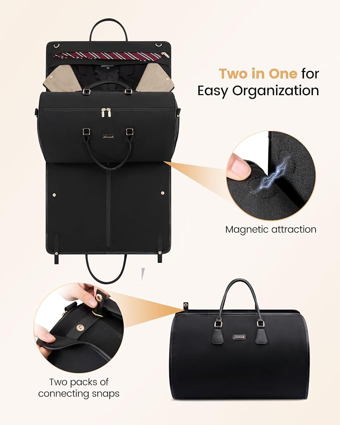 LOVEVOOK Garment Bags for Travel,3 in 1 Garment Duffle Bags with Shoe Pouch | Carry on Garment Bag,Hanging Suitcase,Suit,Dress,Business,Travel Bag,Weekender Bag - Image 3