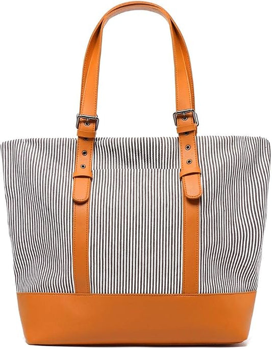 Women's Canvas Shoulder Work Tote Purses Large Top Handle Everyday Bag Diaper Handbag by Sunshinejing