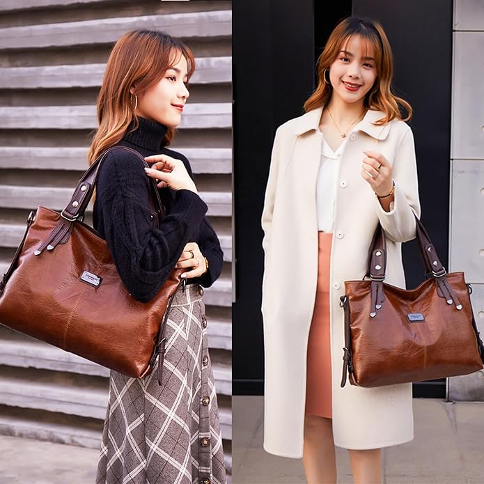 Handbags and Purses for women Vegan Leather Tote Bag for Women Satchel Shoulder Bags Travel Purse with Compartments - Image 2