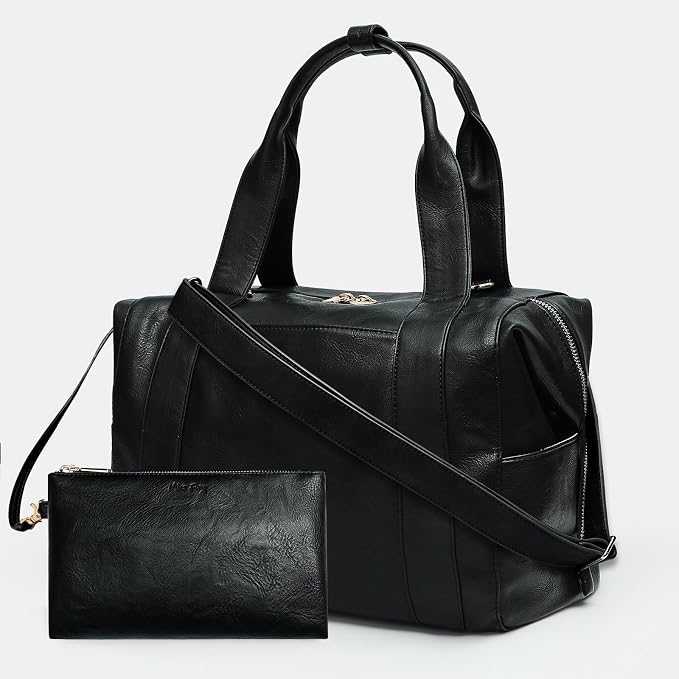 miss fong Leather Diaper Bag Tote Baby Tote Bag Large Mommy Bag Travel Bag | Waterproof Leather Hospital Bag with Small Purse 9 Pockets 3 Insulated Pockets Crossbody Bag Luggage Sleeve & Shoulder Strap by missfong
