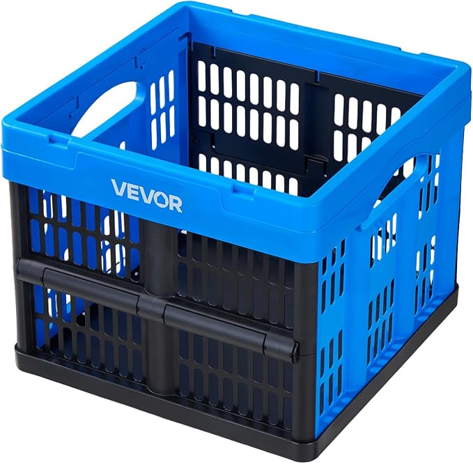 VEVOR Plastic Collapsible Storage Bins, 25L 3 Packs, Stackable Folding Storage Crates with Handles, Holds 22 lbs Per Bin, Foldable Heavy Duty Containers, Space-Saving Baskets, for Home Organizing - Image 9