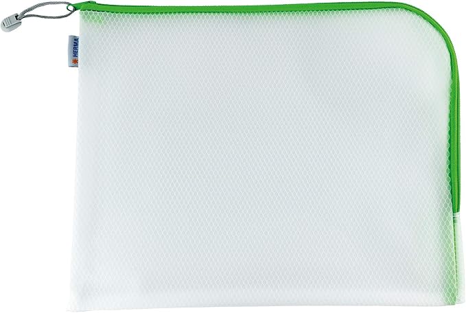 HERMA 20013 Zip Document Bag A4, Pack of 10, Transparent (36 x 28 cm) Large Zippered mesh Pouch with Zipper for Laptop, Tablet, Books, Papers, Toys, Clear Storage Wallet with Zipper, Assorted Colours - Image 4