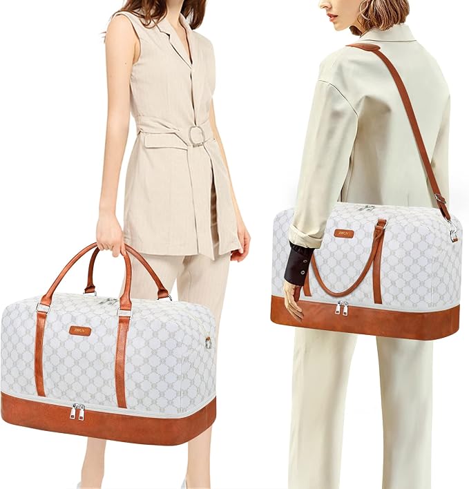 Weekender Bags for Women, 21" Travel Duffle Bag with Shoe Compartment | 3PCS Carry On Overnight Large Duffel Bag with Crossbody Bag and Toiletry Bag for Weekend Travel Gym Hospital Business Trip - Image 2