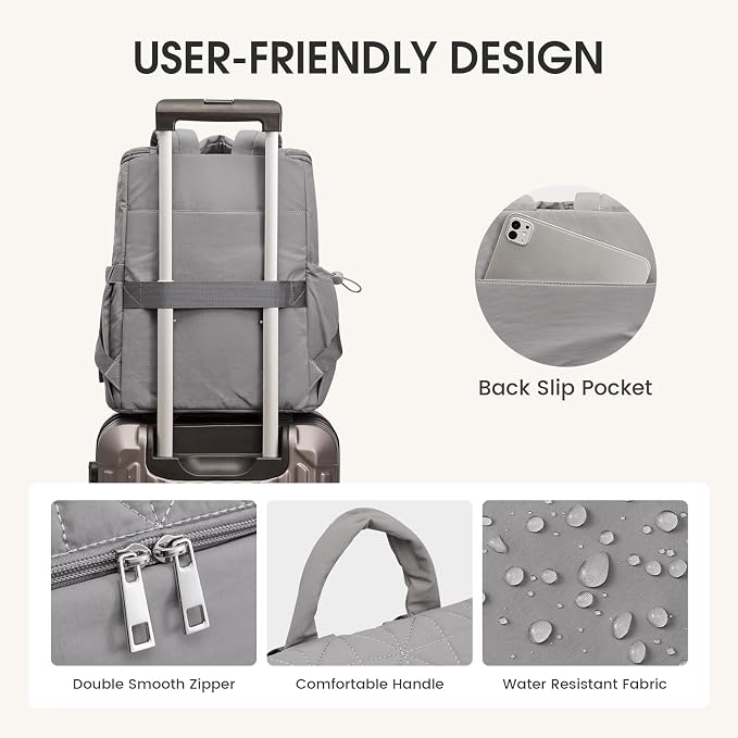 G4Free Diaper Bag Backpack for Moms Dads Travel Baby Bag with Pacifier Case & Insulated Pockets,Grey - Image 6