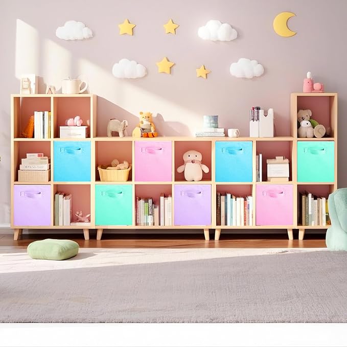 ShellKingdom Storage Bins, Foldable Fabric Storage Cubes, 8 Pack, 4 Colors | Cloth Organizer Drawer For Closet And Toys, 10.5 X 10.5 X 11 INCH, (Pink+Lavender+Light Blue+Mint Green) - Image 2