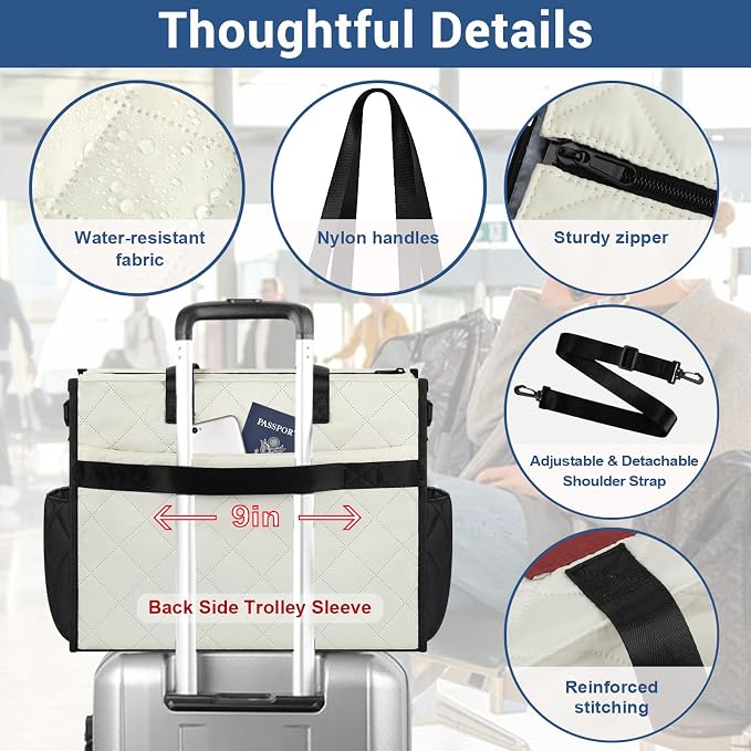IBFUN Utility Tote Bag with 24 Pockets, Large Teacher Travel Tote for Women | Large Work Tote Bag 2pcs with Zipper for Travel Daily School Teacher Nurse, Large Lightweight Laptop Shoulder Bag Handbag - Image 5