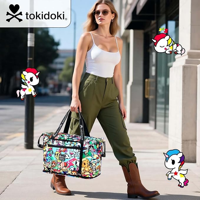 Tokidoki Unicorno Weekender Bags for Women travel Expandable Carry on Bag with Trolley Sleeve Foldable Duffle for Work (Green) - Image 2