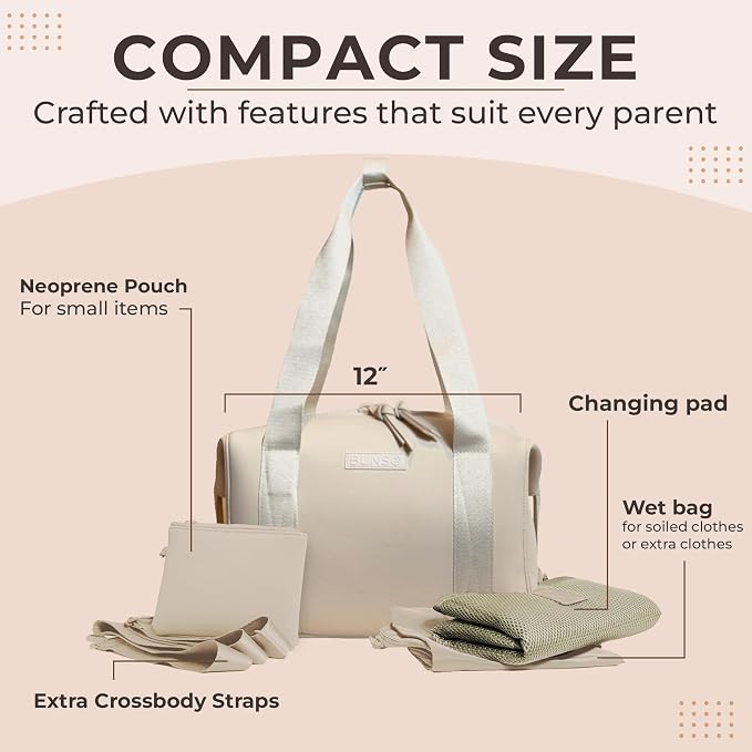 Small Diaper Bag Tote - Lightweight 12x7x8 in Neoprene Diaper Bag with Changing Pad and Pouch, Water-Resistant - Image 4