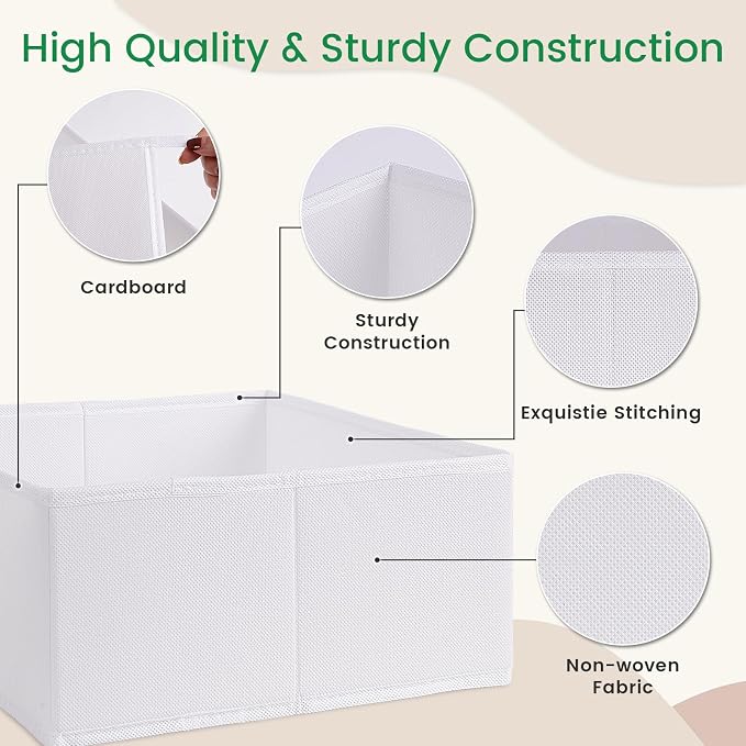 16 Pack Underwear Drawer Organizer, Drawer Organizer Clothes, Foldable Cloth Storage Box Closet Dresser Drawer Divider Organizer for Clothes, Scarves (White) - Image 4