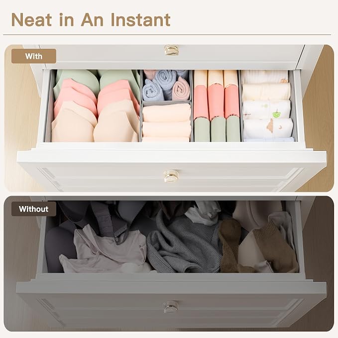 Drawer Organizer Clothes, 14 Pack Dresser Organizer for Baby Clothes, Underwear, Sock- Foldable Closet Organization and Storage Dividers Bins for Nursery, Bedroom and Dorm (Grey) - Image 4