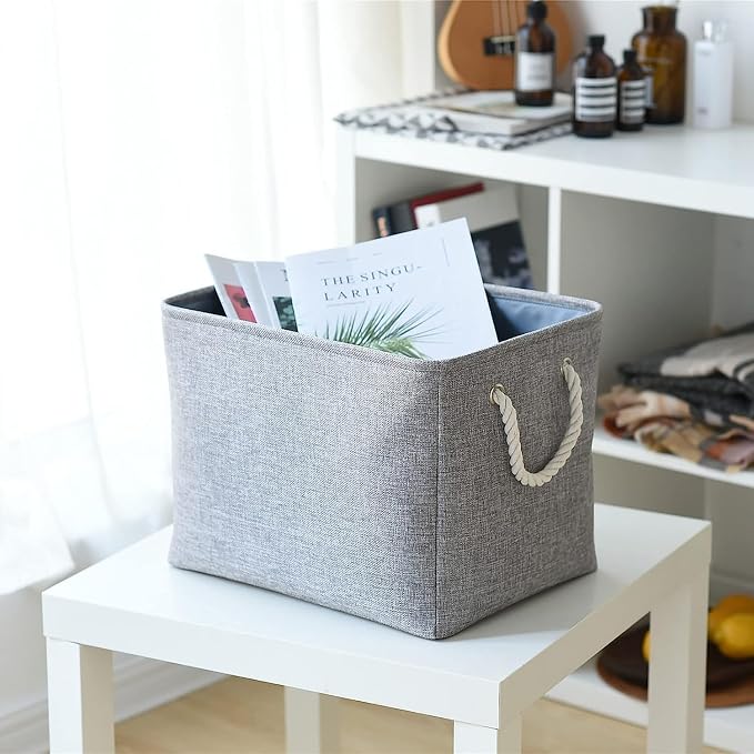 TcaFmac Organization and Storage Basket for Organizing - Large 2 Pack 16x12x12 inch Fabric Storage Cubes, Collapsible Storage Bins for Shelves Closet Gift Cloth Toy Books Baby (Grey) - Image 4