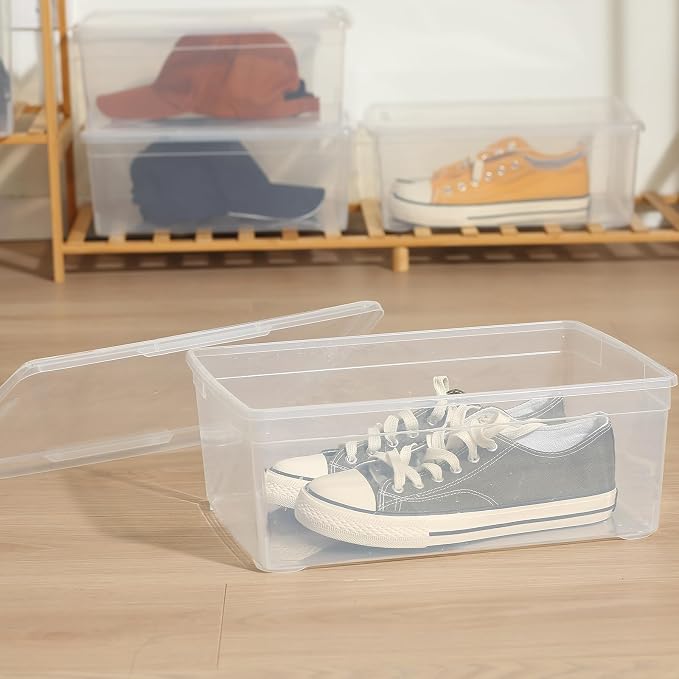 novelinks 12 Pack 6 Quart Stackable Shoe Storage Bins with Lids (Clear) | Clear Shoe Storage Boxes, Shoe Bins, Shoe Containers, Shoe Boxes Clear Plastic Stackable, Craft Organizers and Storage - Image 9