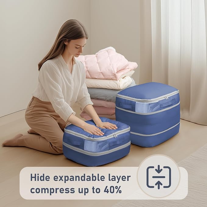 DIMJ Compression Storage Bags 6 Pack - Blanket Storage Bags with Window Zipper, Ultra Space Saving Self Compression Organizer for Puffer Jacket, Bedding, Lightweight Comforter Duvet, Sweater, Sheet - Image 4