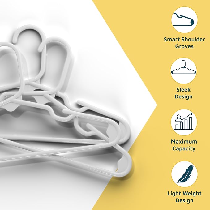 Lifemaster Plastic Kids Clothes Hanger – Children Clothes Hanger with Shoulder Notch, 11.6 Inch Space-Saving Closet Organizer for Baby, Toddler, and Kids Clothing, Hold Up To 5 lbs, Pack of 100, White - Image 5
