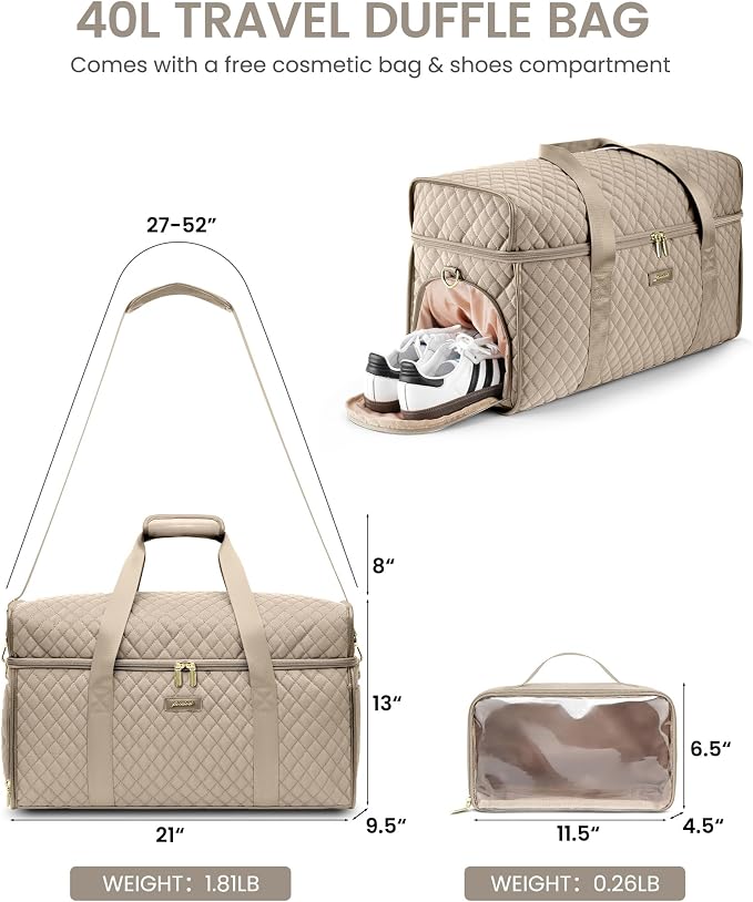 Weekender Travel Duffle Bag for Women: Overnight Bags with Shoe Compartment Carry on Bags for Airplanes with Toiletry Bag Weekend Yoga Gym Bag with Wet Pocket - Image 4