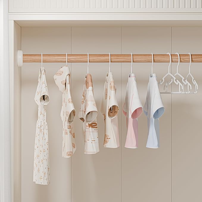 VILICK Kids Plastic Hangers, Baby Clothes Hangers for Closet 150 Packs Non-Slip Toddler Hangers for Infant Child Clothing, Small Children, for Pants Coats Skirts (White) - Image 7