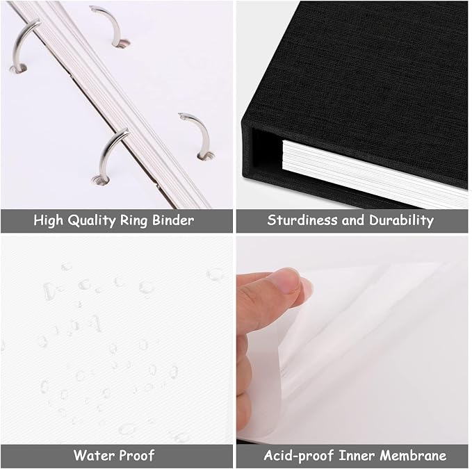 Zesthouse 18 In Photo Album Self Adhesive with Picture Display Window, 3-Ring Scrapbook Albums 60 Pages Holds 10x12 8x10 5x7 4x6 Photos, DIY Photo Book Ideal Gift for Family Wedding Baby - Image 5
