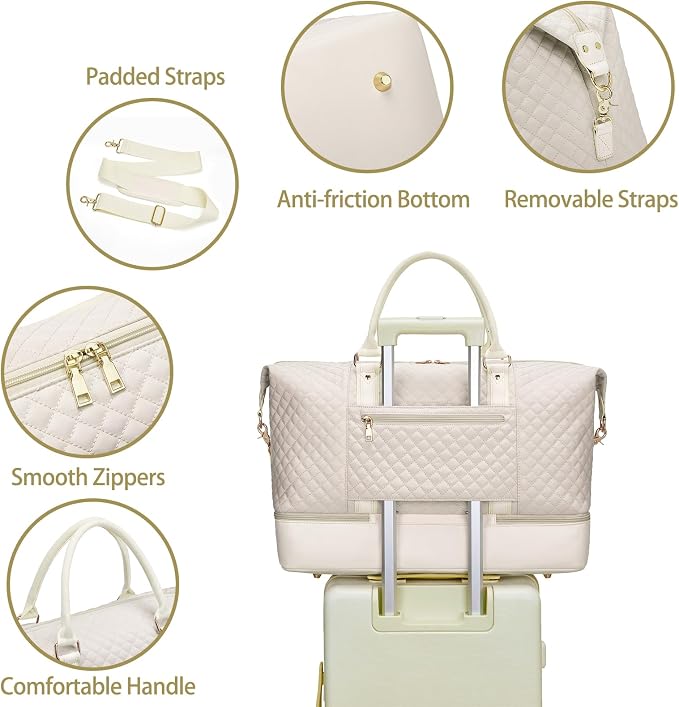 Canvas Duffle Bag for Travel, Weekender Overnight Bag for Women Men with Shoe Compartment Carry on Duffle Bags for Airplanes Gym Sport Business Bag - Image 2