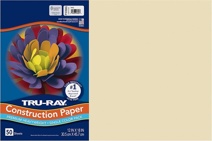 Tru-Ray Construction Paper, Ivory, 12" x 18", 50 Sheets by Tru-Ray%C2%AE