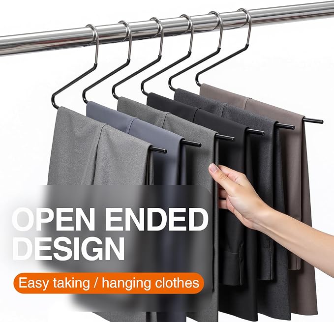 Korpai 40-Pack Open Ended Pants Hangers,Non Slip Space Saving Jean Hanger | No Creases Rubber Coating Heavy Duty Metal Pants Hangers,Trouser Hangers for Jeans,Slack,Skirt,Scarf,Blanket,Ties ect Black - Image 4