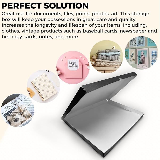 Golden State Art, Clamshell Archival Folio Storage Box 18x24 Inch, Black | Acid-Free Photo Box with Metal Edge Corner, Preserve And Store Paper Documents Cards Prints Arts and Crafts DIY Projects - Image 5