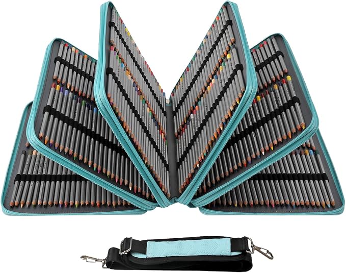 Large Capacity Colored Pencil Case - 500 Individual Slots PU leather with Zipper Closure Portable Organizer for Watercolor Pencils Ideal for Artists（Green） - Image 3
