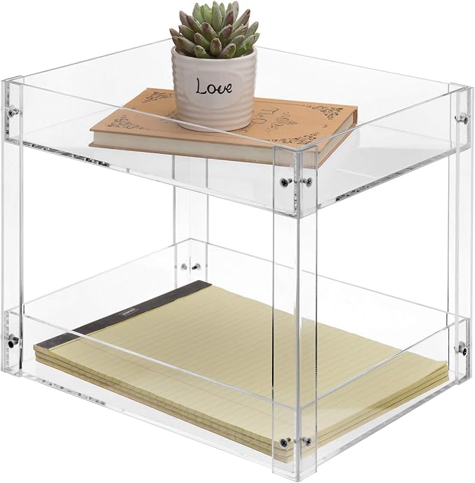 MyGift 2-Tier Premium Clear Acrylic Desk Letter Tray Organizer, A4 Size 2 Tier Document Organizer Desktop File Paper Holder Rack for Home and Office by MyGiftHome
