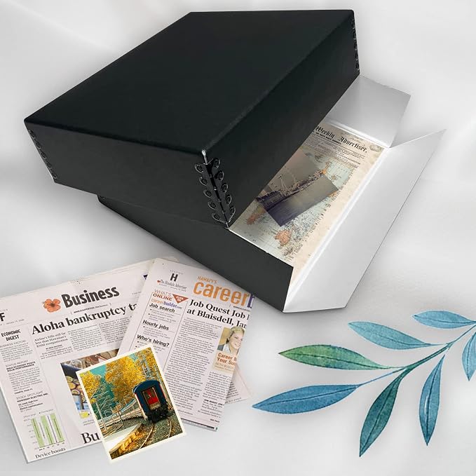 Golden State Art, Drop Front Archival Storage Box, 9.25"x11.75"x3"-Black | Acid-Free 8.5x11 Museum Photo Storage Box with Metal Edge, Preserve Documents, Prints, Poster, Photographs, Arts And Crafts - Image 7