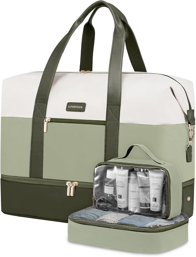 LOVEVOOK Weekender Bag for Women, Large Duffle Bag for Travel with 2 Packing Cubes, Carry on Overnight Bag with Shoe Compartment, Mom Hospital Bags for Labor and Delivery by LOVEVOOK