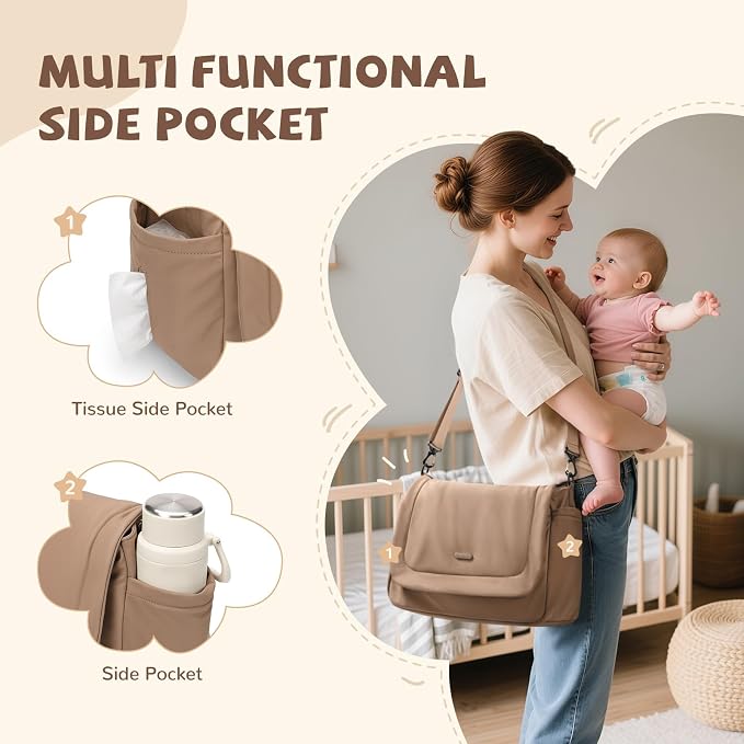14L Puffer Diaper Bag Tote, Large Capacity Travel Diaper bags, Crossbody Hospital Bag for mom - Image 2